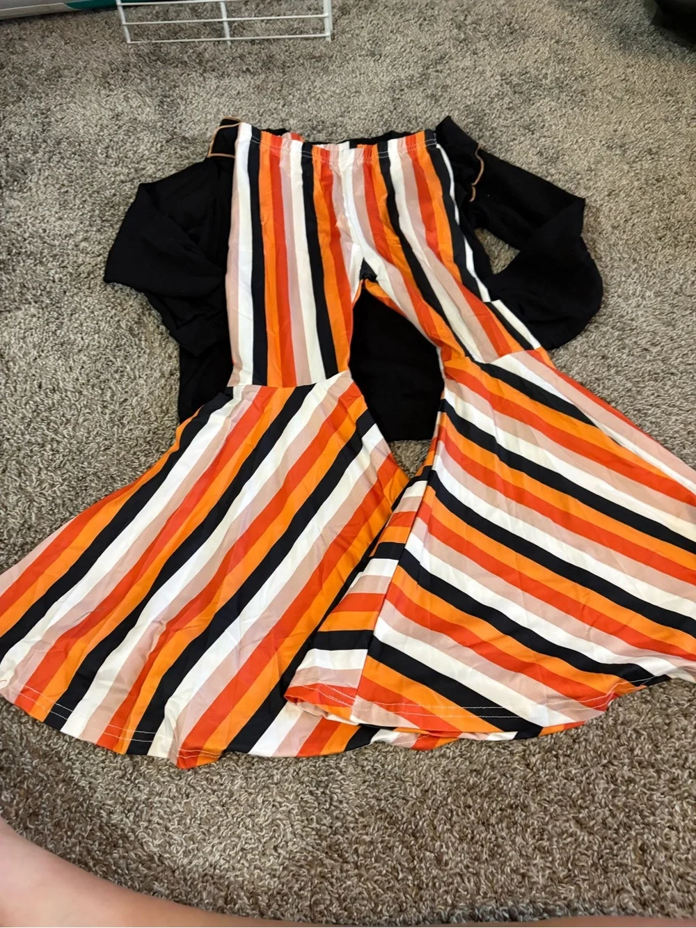 Girls fall Striped bell bottom pants with top